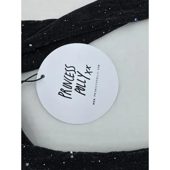 Princess Polly Dress Sz 0 Stassie Whimsigoth Fairy Grunge Witchy Black Sparkle - Picture 6 of 12